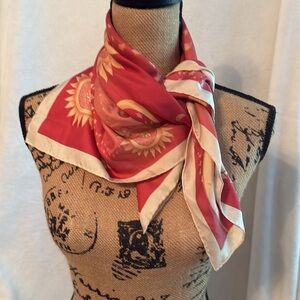 Salvatore Ferragamo Pink & Cream 100% Silk square Scarf (26.5” x 26.5”)